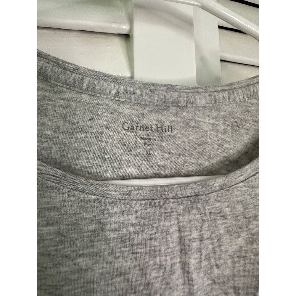 Garnet Hill Size XL Heather Gray Organic Pima Cotton Tencel Short Sleeve Top - Picture 2 of 5